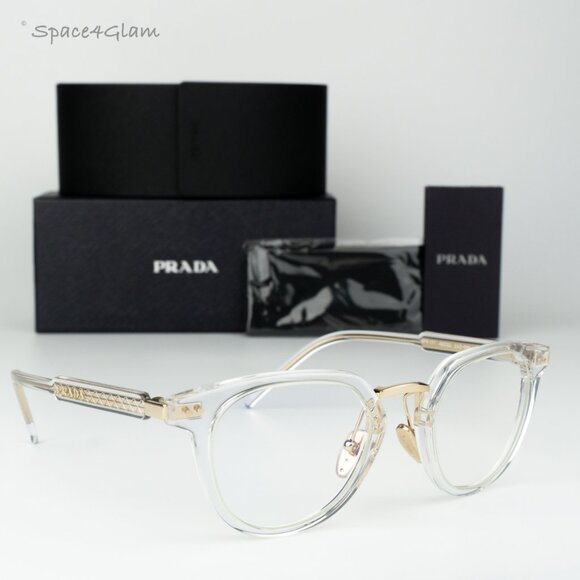 BRAND NEW Prada Men Sunglasses Crystal Grey Blue Light Oval PR17YS 2AZ09N - Picture 3 of 14